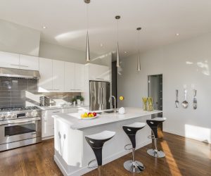A beautiful shot of a modern house kitchen
